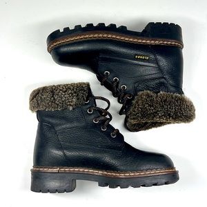 BLONDO | Waterproof Leather Shearling Lined Lace Up Combat Boot Size 6.5